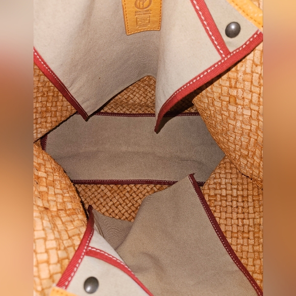 Massimo Palomba Tan Basket Weave Italian Leather Wide Tote - Picture 9 of 15